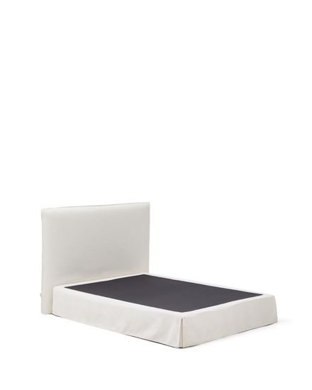 Кровать Jaira из белого шенилла со съемным чехлом для матраса 150x190 см