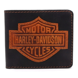 Кошелек с нашивкой Harley Davidson (черный+коричневый)