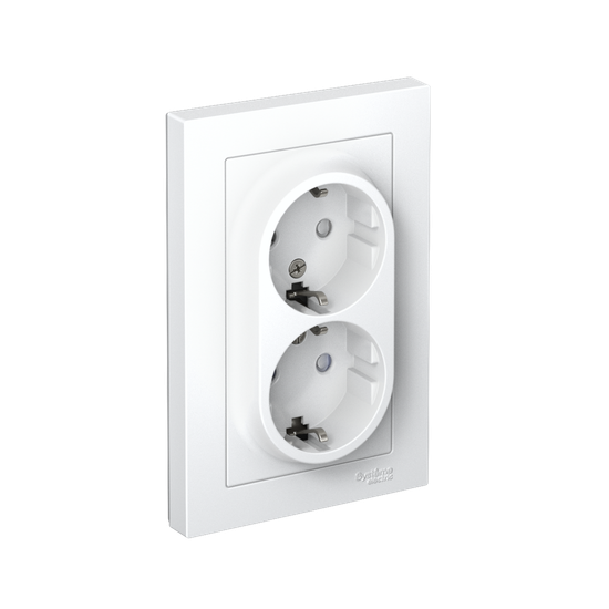 Розетка 2-м СП AtlasDesign 16А IP20 с заземл. защ. шторки в сборе бел. SE ATN000126