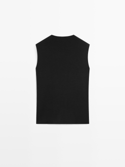 Massimo Dutti Длинный жилет внахлест, черный