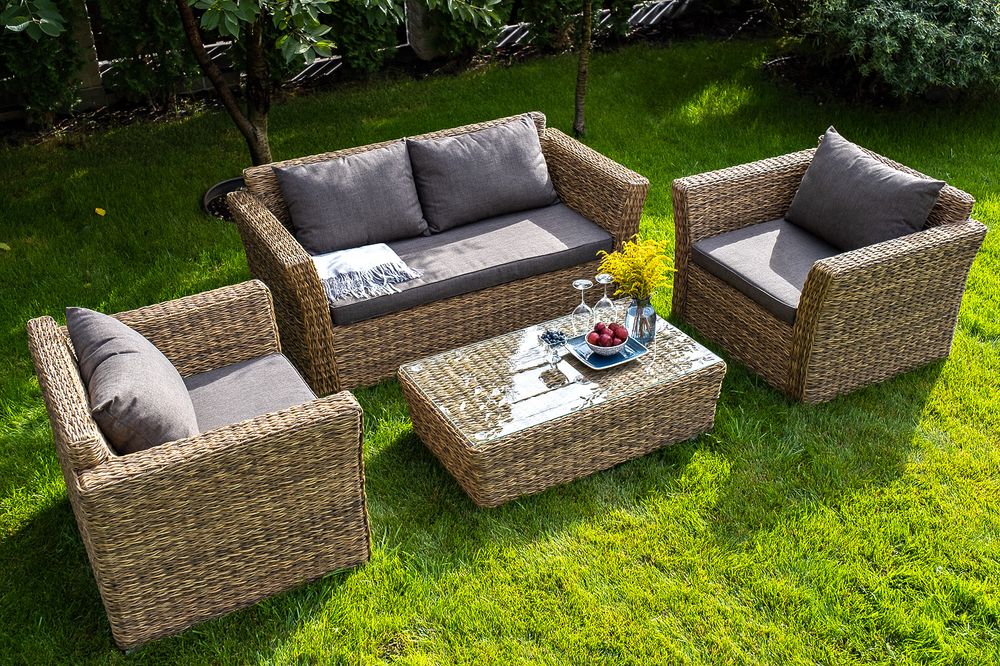 "Капучино" диван из искусственного ротанга (гиацинт) двухместный, цвет соломенный