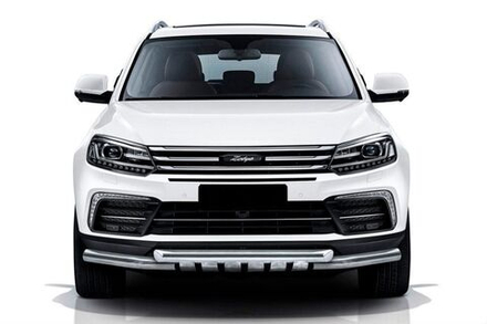 Защита переднего бампера (нержавейка) Zotye Coupa (2013-2023) d57+d57 с декор элем