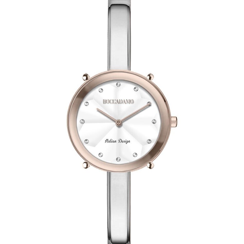 Часы Boccadamo Loving Silver Rosegold LO002 BW/S с минеральным стеклом, кристаллами Swarovski