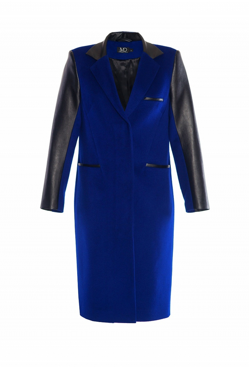 Пальто прямого силуэта с рукавами из экокожи LE-11-17FW