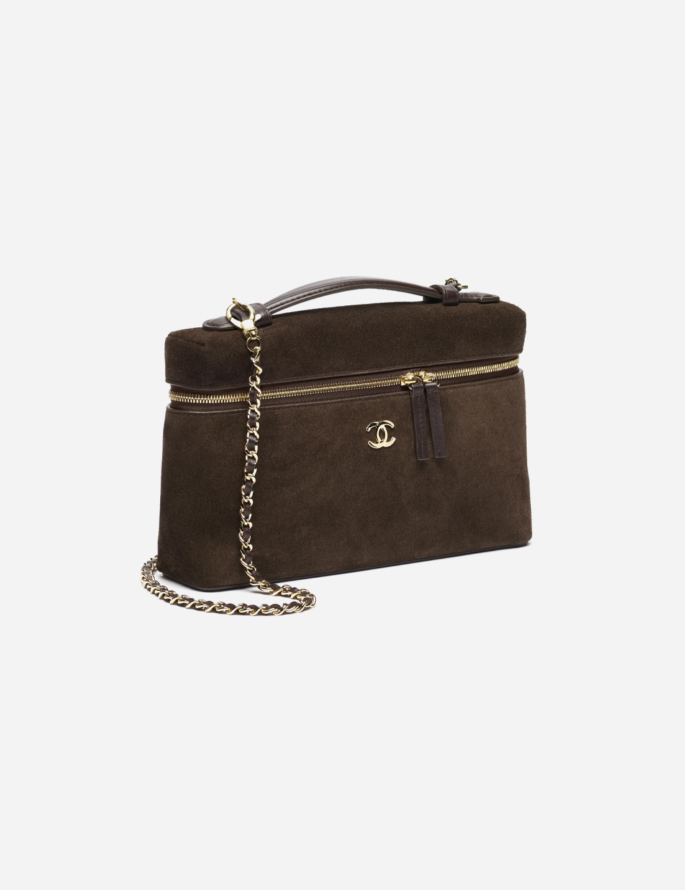 Сумка Chanel Large Vanity with chain Suede Calfskin & Gold Metal "Dark Brown"