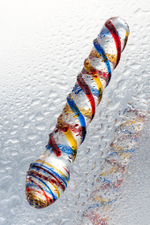 Фаллоимитатор стеклянный разноцветный 20 см