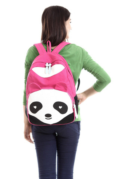 Рюкзак детский однотонный с карманом в виде панды
