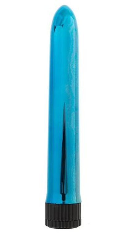 Голубой классический вибратор - 18 см. (Цвет: голубой)