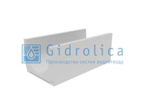 Лоток водоотводный бетонный коробчатый без уклона (DN400мм), серия КU 100.49,4, класс нагрузки C250, Gidrolica, Россия