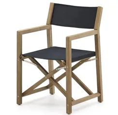 Чёрное складное кресло Vilara для улицы, изготовленное из акации