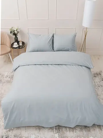 Постельное белье 1,5 поплин IDEASON 3 предмета серый