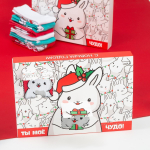 Набор носков для девочек "Новогодний зайчик" 6 пар, 16-18 см 9228464 (KAFTAN)