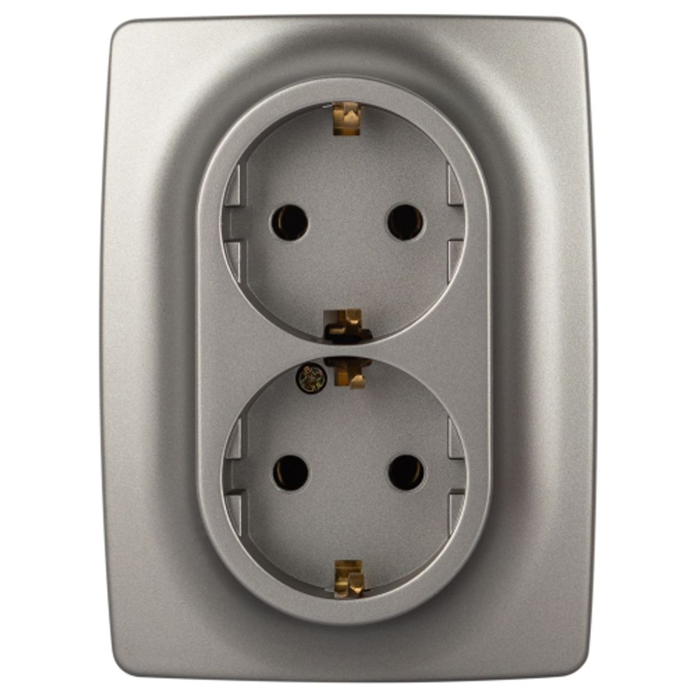 Розетка ЭРА Серия 12 12-2106-16 двойная 2X2P+E Schuko 16А-250В титан