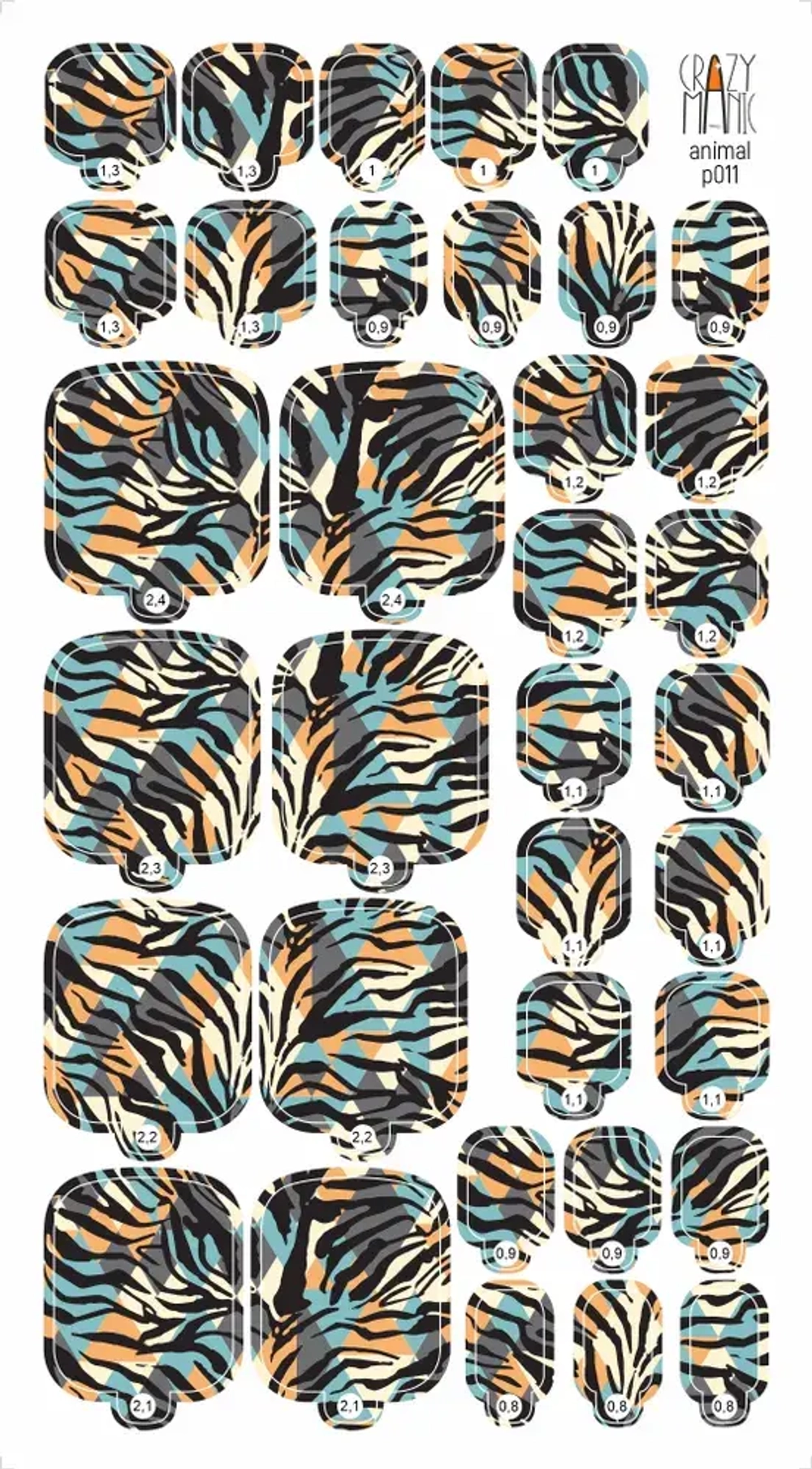 Пленка для педикюра Crazy Manic animal p011