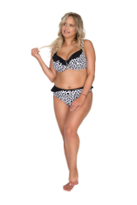 Купальный лиф в горох с рюшевой отделкой (Размер: 80J) (Цвет: черный с белым)