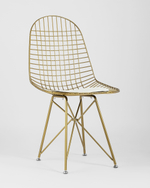 Стул обеденный Eiffel золотой с белой подушкой