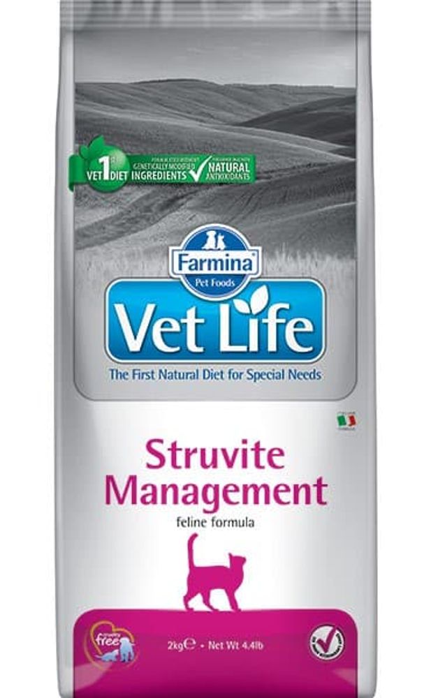 Сухой диетический корм Farmina Vet Life Cat Management Struvite для кошек при рецидивах МКБ (струвитов) 2кг Сухой диетический корм Farmina Vet Life Cat Management Struvite для кошек при рецидивах МКБ (струвитов) 2кг