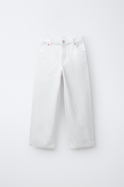 ZARA ДЖИНСЫ СВОБОДНОГО КРОЯ, БЕЛЫЙ
