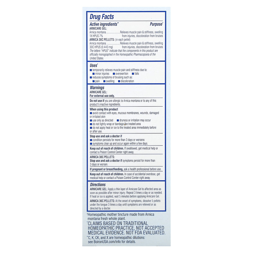 Boiron, Набор с гелем и оральными таблетками с арникой, эффективная упаковка, 2 шт.