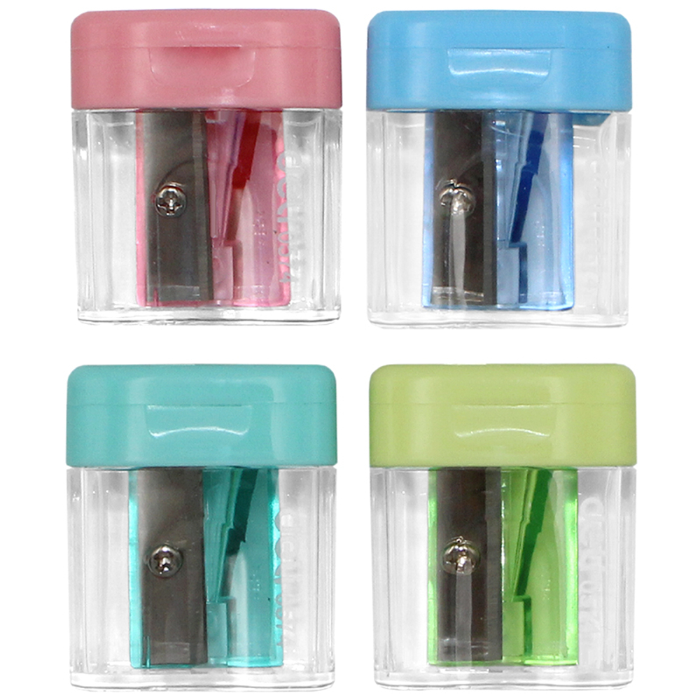 Точилка DELI "Comiko", пластиковая, 1 отверстие, с контейнером, ассорти