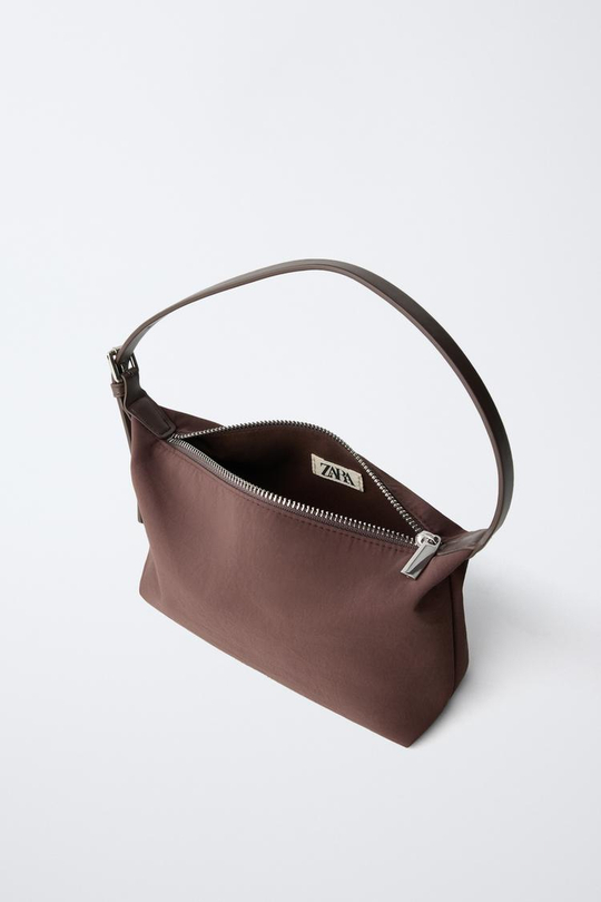 ZARA НЕЙЛОНОВАЯ СУМКА ЧЕРЕЗ ПЛЕЧО, КОРИЧНЕВЫЙ