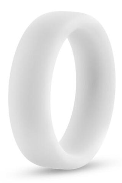 Белое люминесцентное эрекционное кольцо Silicone Glo Cock Ring (Цвет: белый)