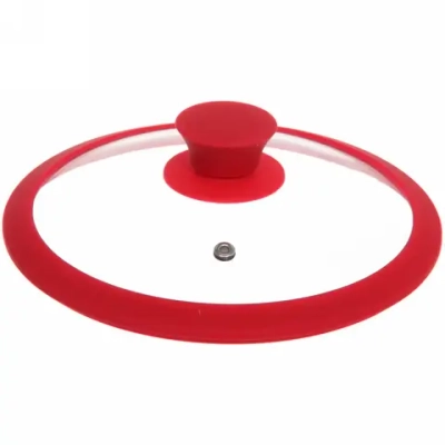 Крышка для посуды 20см красная силиконовая ручка