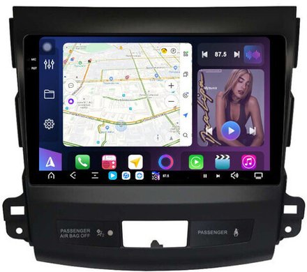 Магнитола для Mitsubishi Outlander 2 XL, Peugeot 4007, Citroen C-Crosser - FarCar XXL056M монитор 9.5" 2K QLED на Android 13, TS20, 8+256Гб, CarPlay, 4G SIM-слот