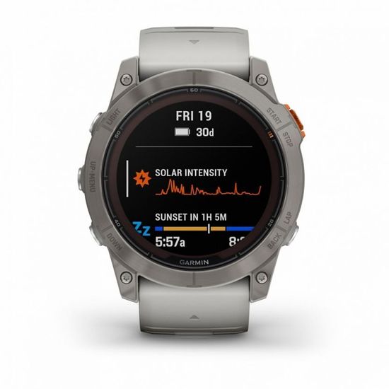 Умные часы FENIX 7X PRO Sapphire Solar Edition Титановый корпус с дымчато-серым оранжевым ремешком