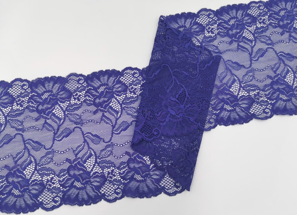 Эластичное кружево,20 см, синий с фиолетовым оттенком, (Арт: EK-2235), м