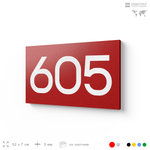 Номер на дверь 605, табличка на дверь для офиса, квартиры, кабинета, аудитории, склада, красная 120х70 мм, Айдентика Технолоджи