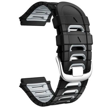 Ремешок для Garmin Forerunner 920XT силиконовый двухцветный (Черный/серый)