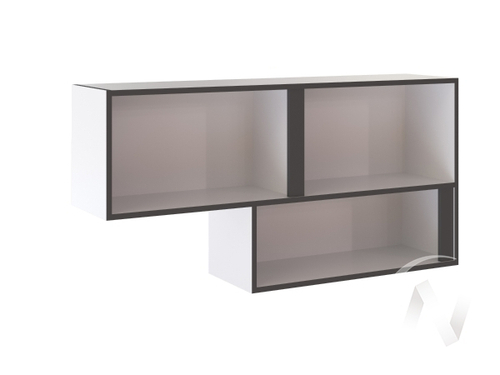 Полка навесная открытая Подростковая Асцелла (белый/графит серый)