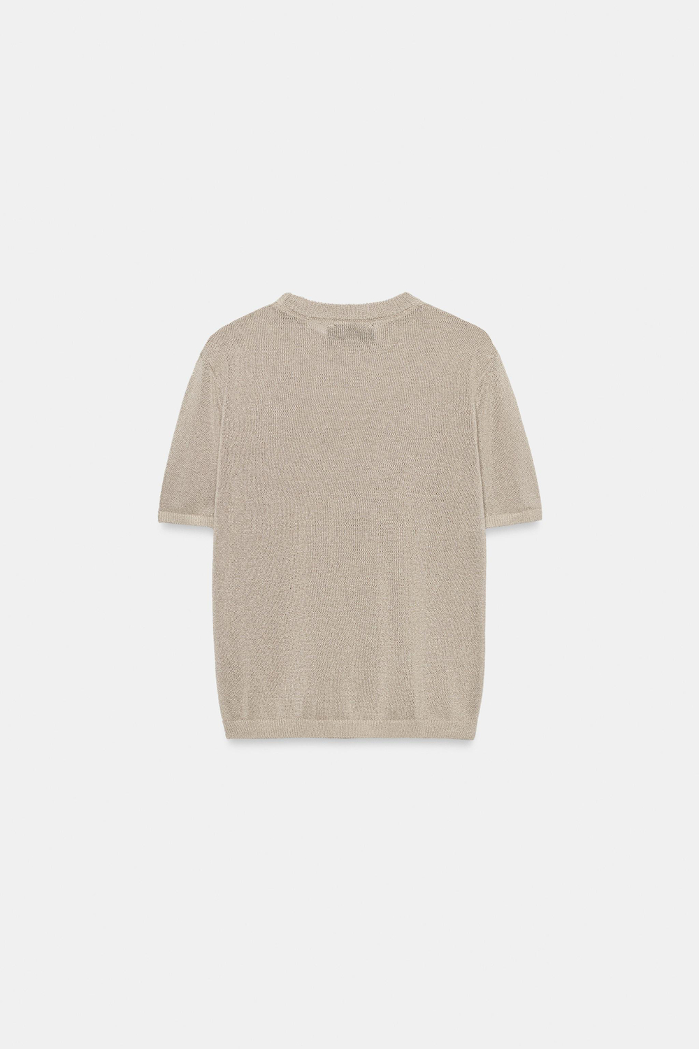 ZARA ТРИКОТАЖНЫЙ ТОП С КОРОТКИМИ РУКАВАМИ, ПЕСОЧНЫЙ