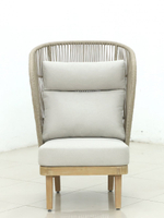 Лаунж-кресло плетеное с высокой спинкой и пуфом Tagliamento Mali, натуральный