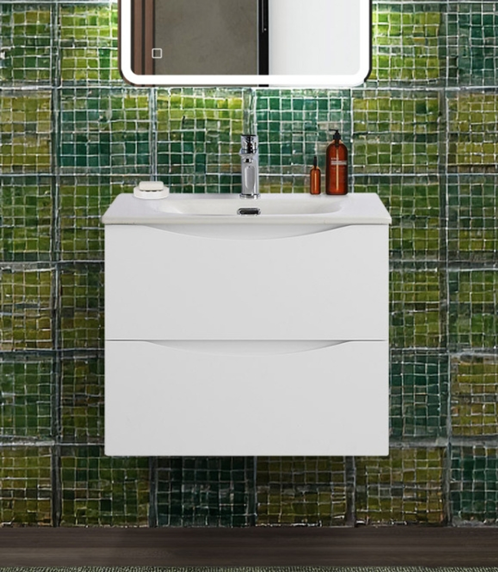 Тумба с раковиной подвесная BelBagno MARINO-CER-N-600-2C-SO-BO-P Bianco Opaco, раковина белая BB-8099-60