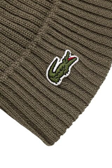 Czapka zimowa Lacoste Unisex Ribbed Wool - khaki green