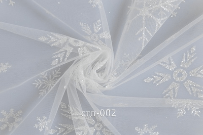 Сетка (узор). Снежинки крупные, цвет- Белый