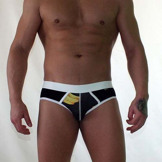 Мужские трусы брифы черные с принтом Van Baam