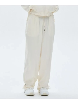 Брюки с высокой посадкой из вискозы и завязками на штанинах