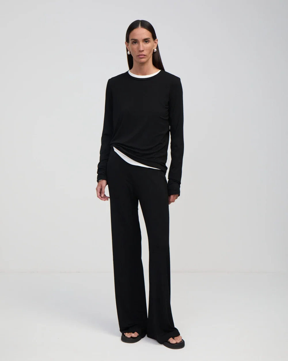 Лонгслив из модала, Черный