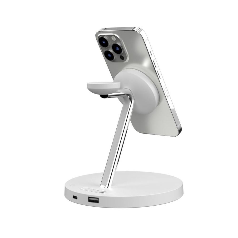 Зарядная станция MagSafe SwitchEasy MagPower для iPhone, Apple Watch и AirPods (WS41) Беспроводная зарядка: Qi 15 Вт, Qi 5 Вт, магнитное крепление для зарядки Apple Watch (Qi 2 Вт). Проводная зарядка: нет