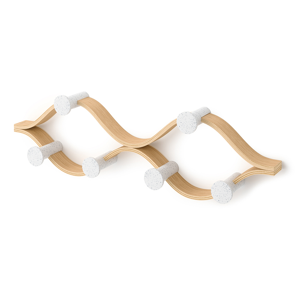 Вешалка настенная Montage, 6 крючков, натуральное дерево/белая