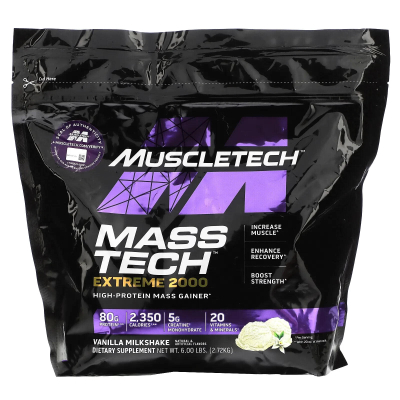 MuscleTech, Mass Tech™ Extreme 2000, со вкусом ванильного молочного коктейля, 2,72 кг (6 фунтов)
