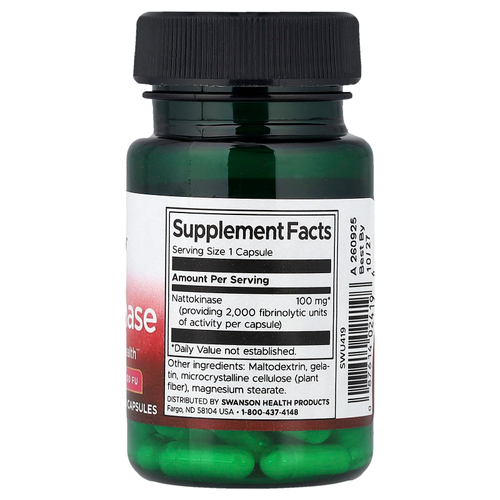 Swanson Vitamins, Наттокиназа, 100 мг, 30 капсул