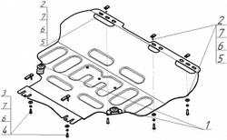 Защита картера Двигателя, КПП. 2 мм, Сталь. для Ford Focus, C-Max, Volvo S40, V50  MOTODOR.70747