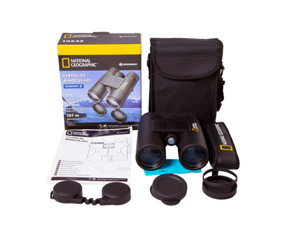 Комплект поставки бинокля National Geographic 10 42 WP