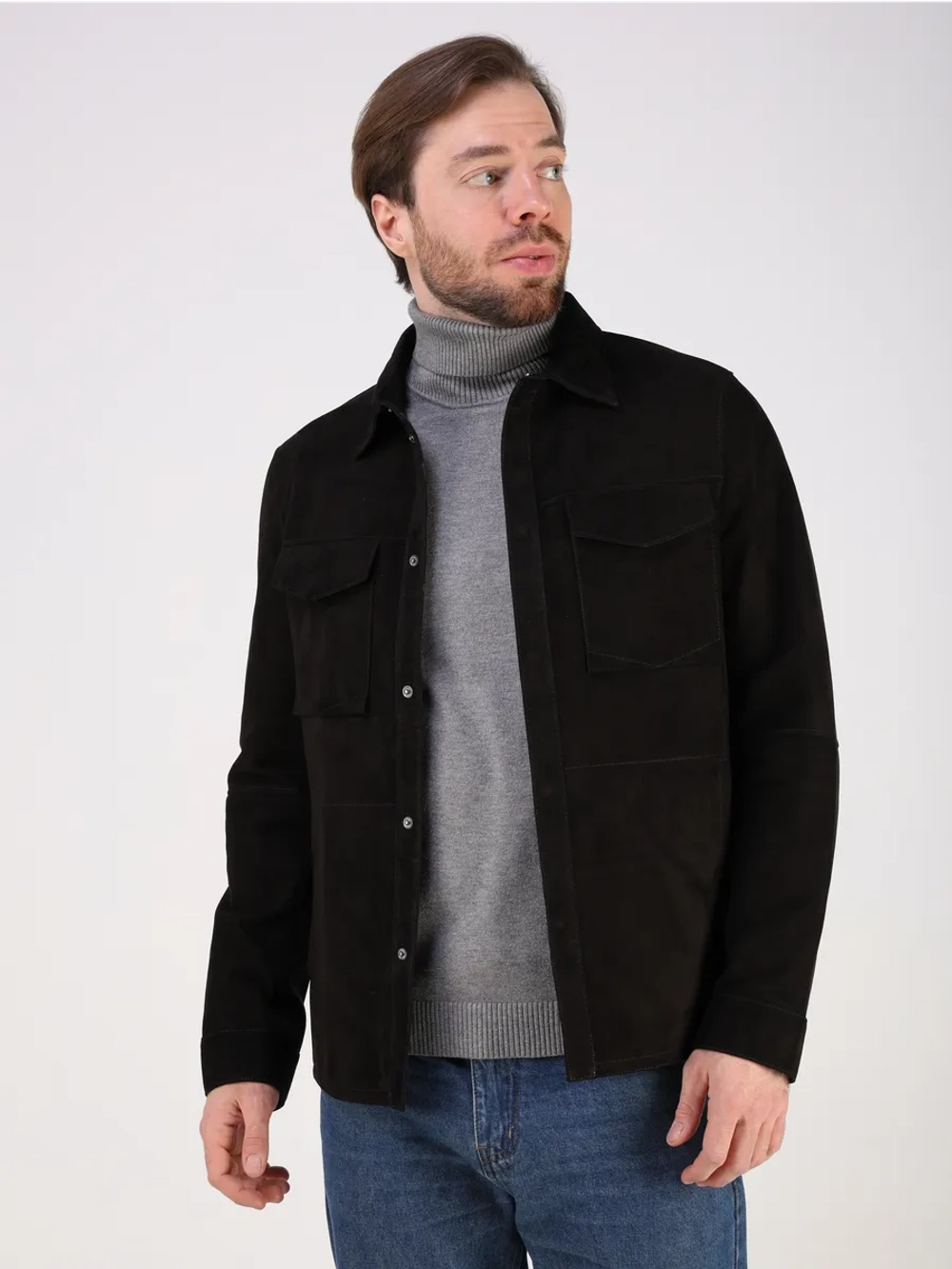 Кожаная куртка демисезонная замшевая рубашка