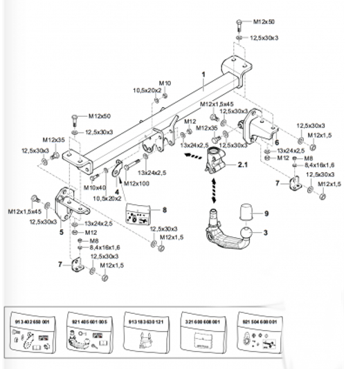 Фаркоп Westfalia 313403600001 Mercedes GLC 2015-(паспорт и сертификат в комплекте)(без электрики)