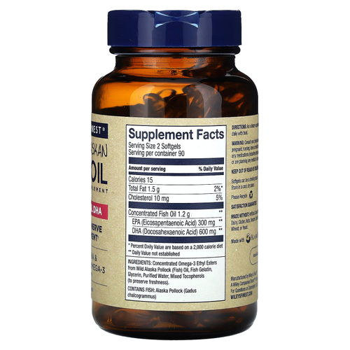 Wiley's Finest, жир диких аляскинских рыб, пренатальная ДГК, 600 мг, 180 рыбных капсул